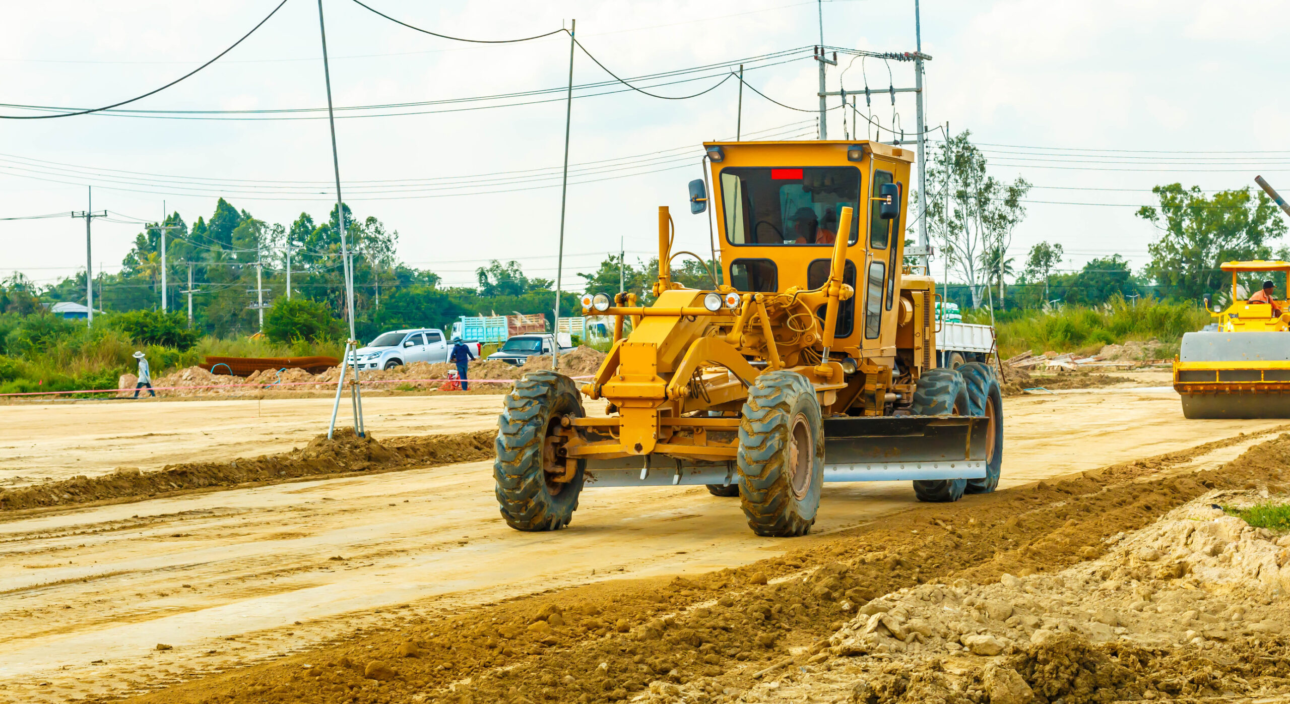 road grader heavy earth moving road construction equipment